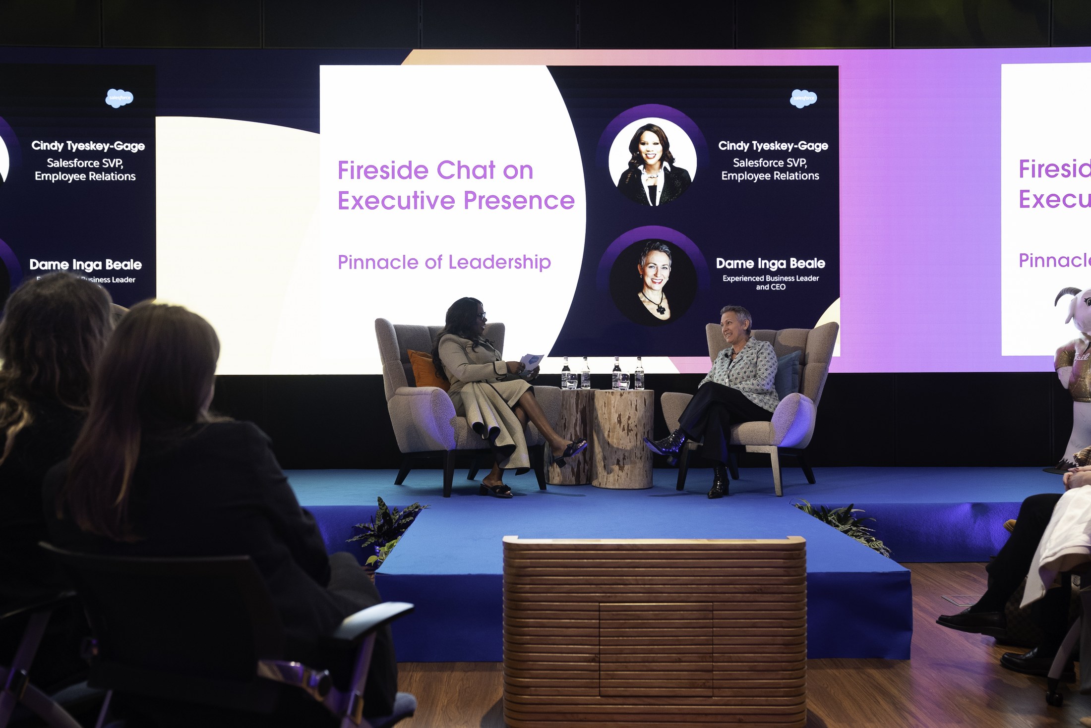 Cindy Tyeskey-Gage in a fireside chat on Executive Presence with Dame Inga Beale